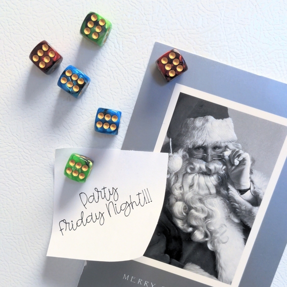 Jewel Tone Dice Fridge Magnets - Picture 1 of 5